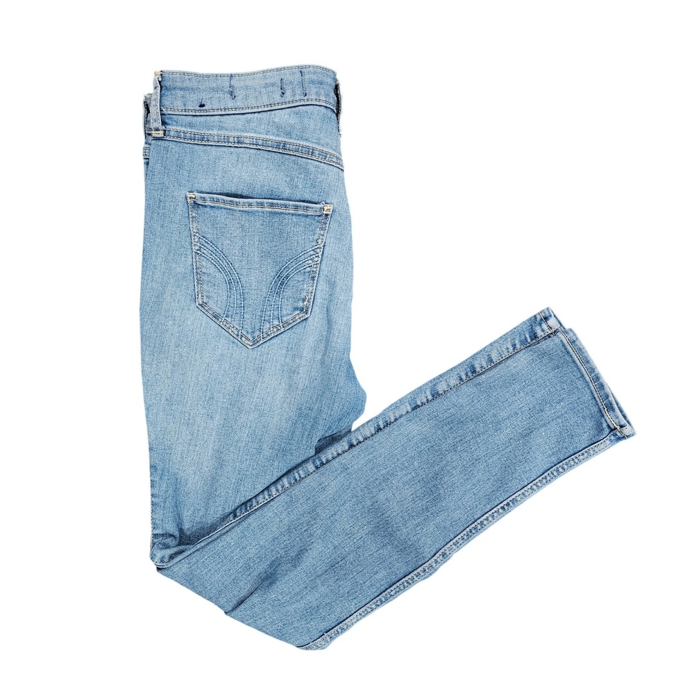Hollister High-Rise Super Skinny Womens 3S Blue Distressed Denim Jeans Casual - Picture 3 of 8